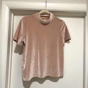 Velvet mock neck T-shirt